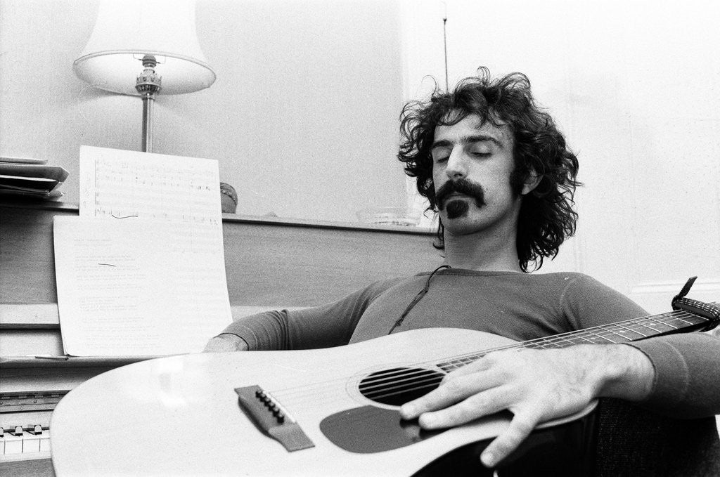 Detail of Frank Zappa, pictured in London in 1971 by Bill Rowntree