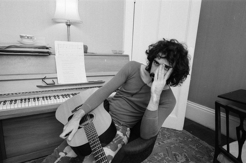 Detail of Frank Zappa, pictured in London in 1971 by Bill Rowntree