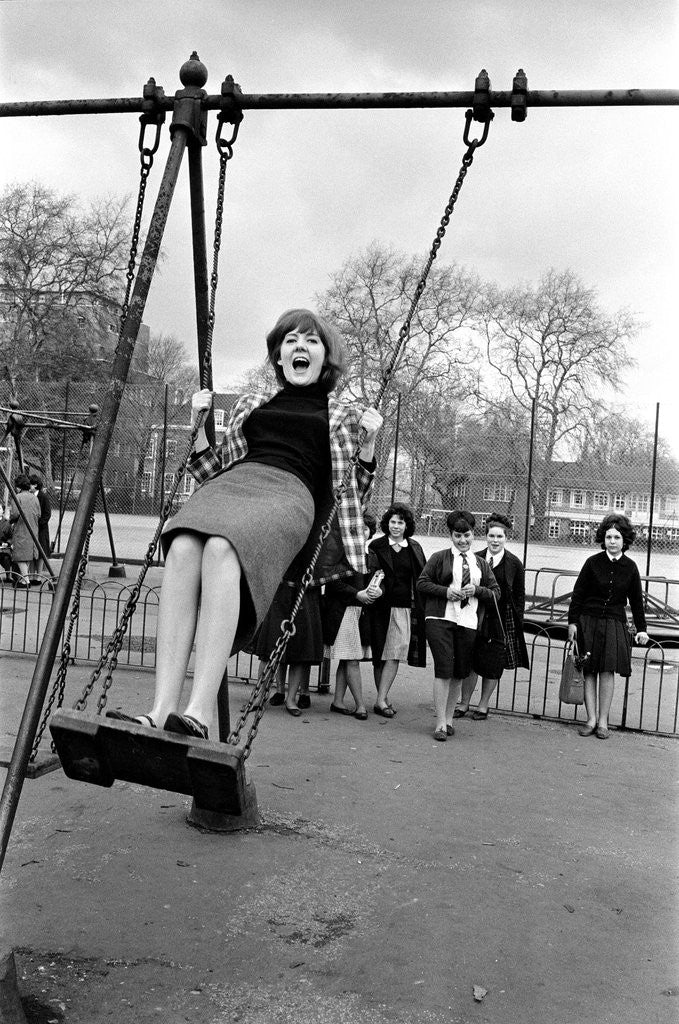 Detail of Cilla Black at a playground in May 1964 by Harry Fox