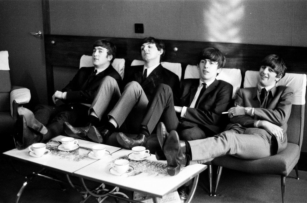 Detail of The Beatles at The Prince of Wales Theatre in London, take a break during rehearsals for the next days The Royal Variety Command Performance. November 1963. by Illingworth