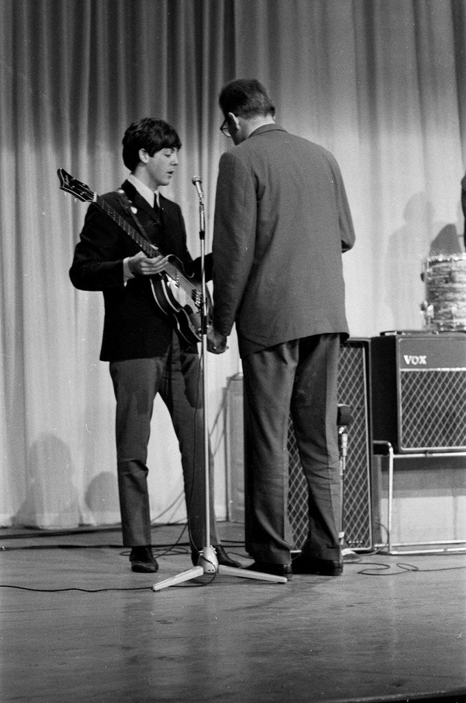 Detail of The Beatles at The Prince of Wales Theatre in London, rehearsing for the next days The Royal Variety Command Performance. November 1963. by Illingworth