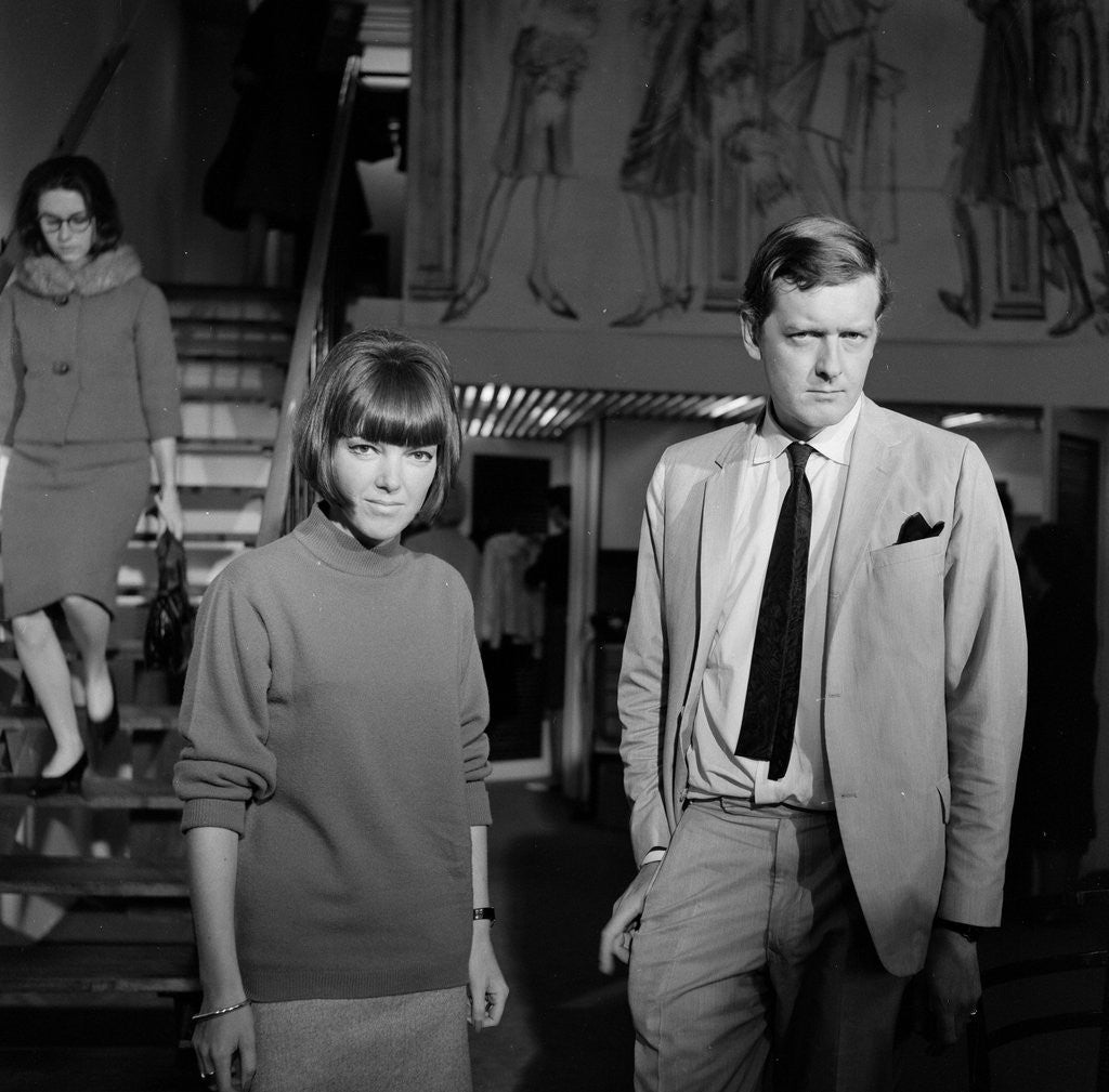 Mary Quant, fashion designer and expert, pictured with her husband  Alexander Plunkett-Greene, in their Knightsbridge shop. posters  prints by  Tommy Lea