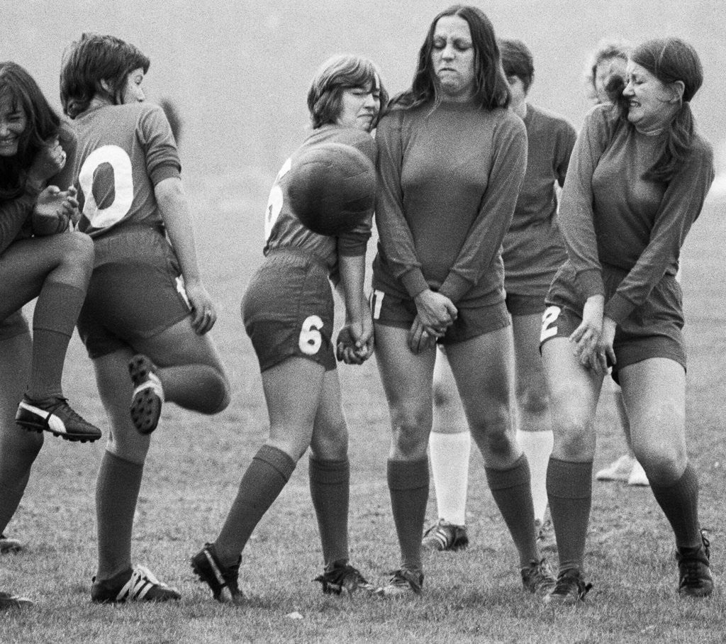 Detail of Orient Girls taking defensive action against a free kick by Ron Burton