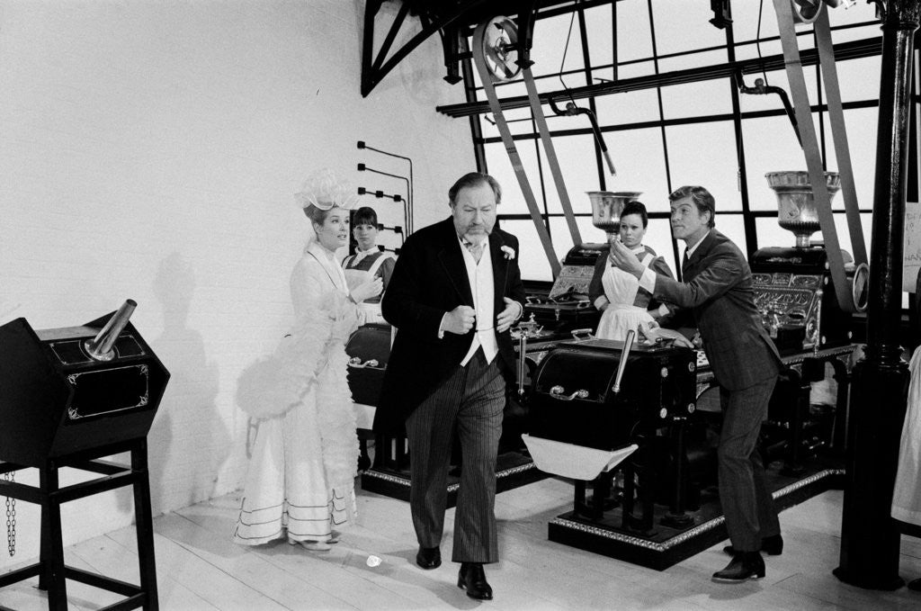 Detail of Dick Van Dyke, Sally Ann Howes and Peter Ustinov filming a scene for Chitty Chitty Bang Bang by Bela Zola