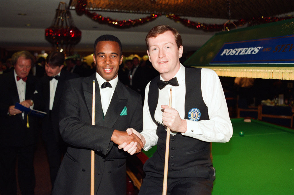 Detail of Steve Davis visits Courage brewery, 1995 by Staff