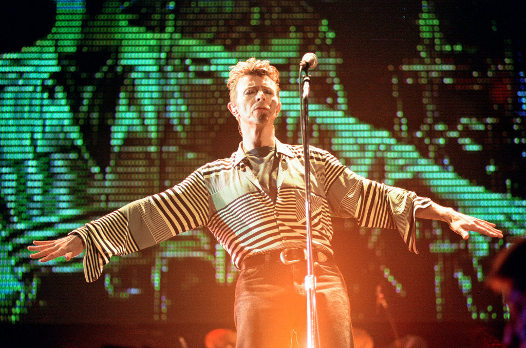 Detail of David Bowie performing at The Big Twix Mix concert at The Birmingham NEC. by Staff