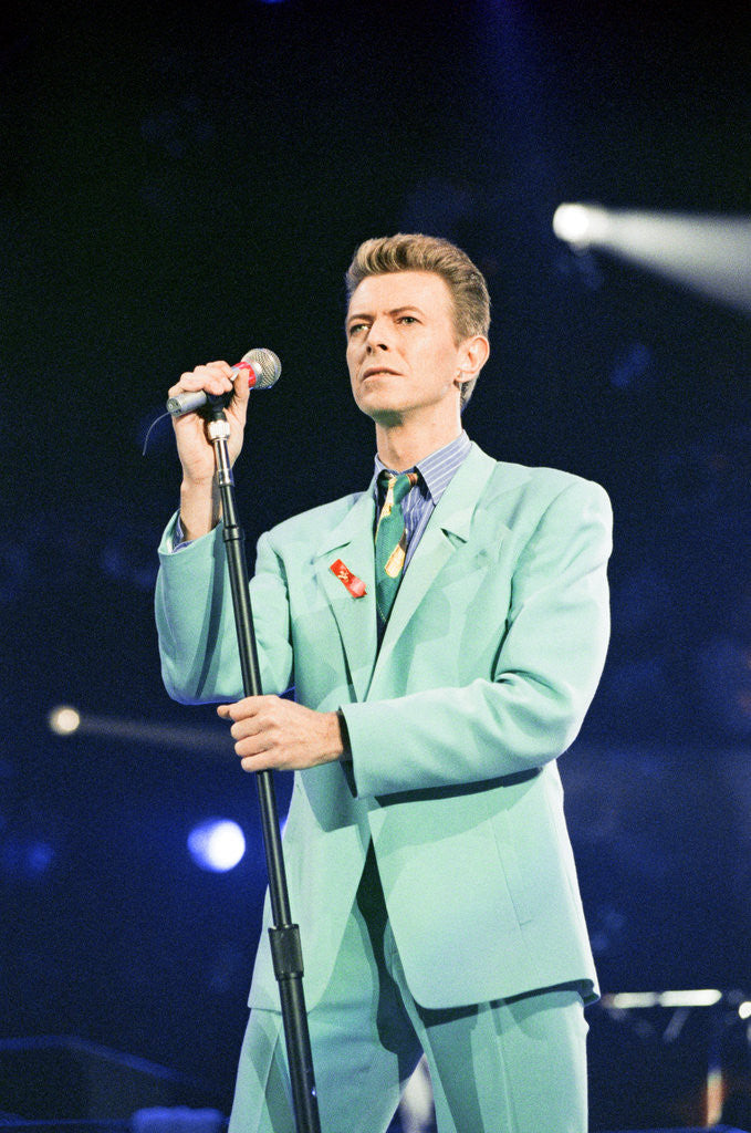 Detail of David Bowie performing at The Freddie Mercury Tribute Concert for Aids Awareness, at Wembley Stadium. April 1992 by Staff