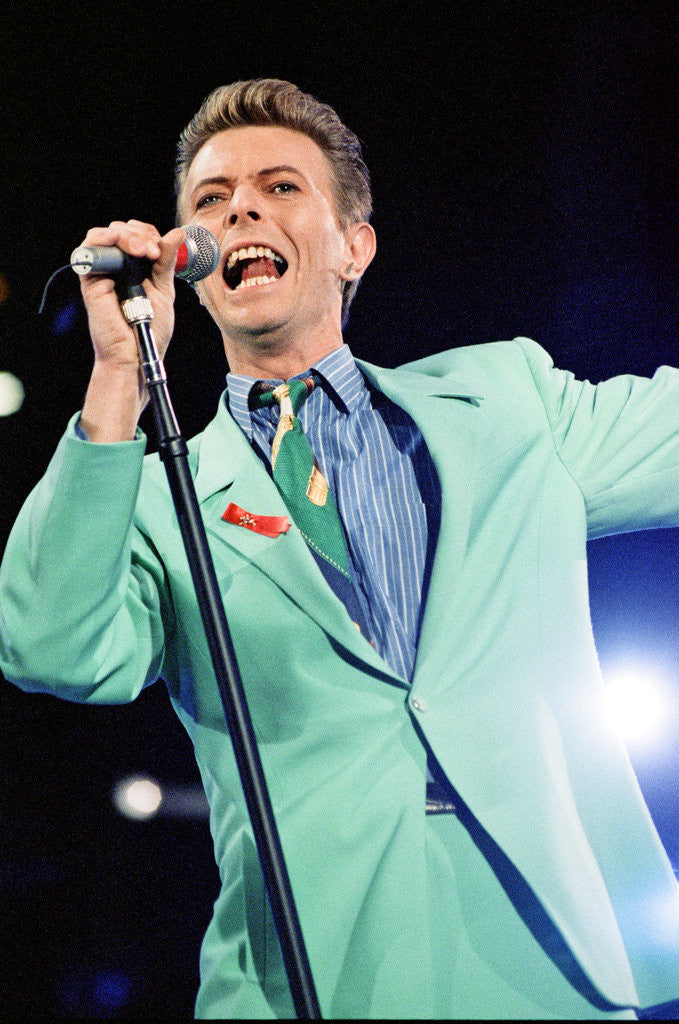 Detail of David Bowie performing at The Freddie Mercury Tribute Concert for Aids Awareness, at Wembley Stadium. April 1992 by Staff