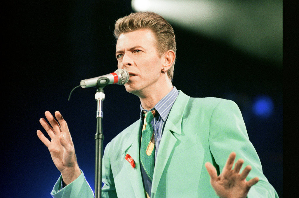 Detail of David Bowie performing at The Freddie Mercury Tribute Concert for Aids Awareness, at Wembley Stadium. April 1992 by Staff