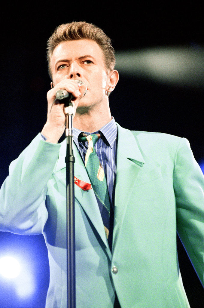 Detail of David Bowie performing at The Freddie Mercury Tribute Concert for Aids Awareness, at Wembley Stadium. April 1992 by Staff