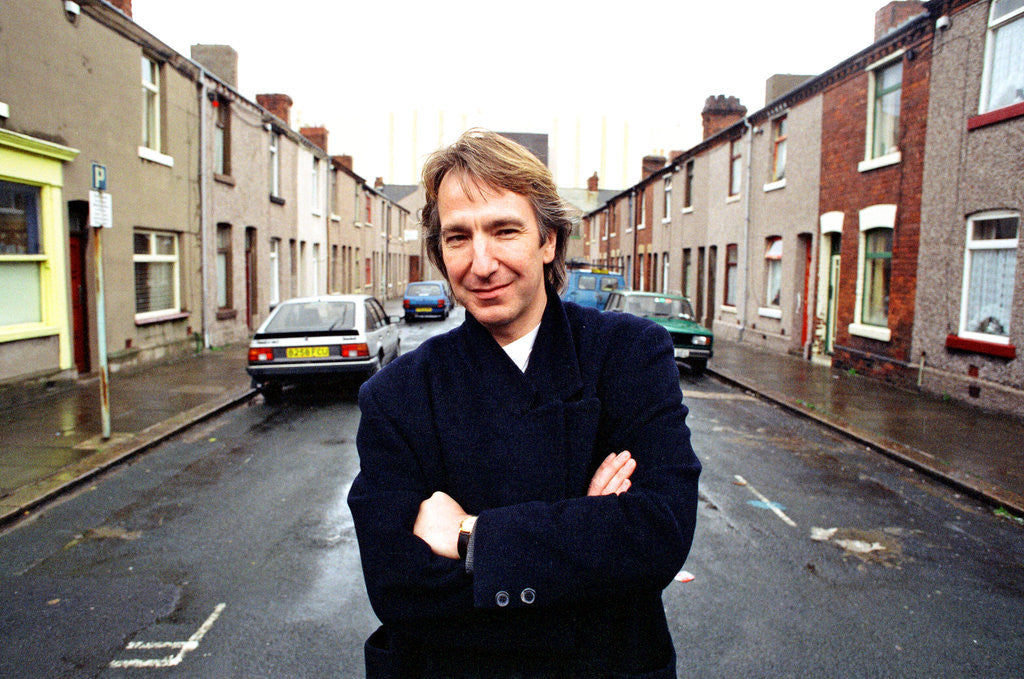 Detail of Alan Rickman, Actor, pictured on the streets of Barrow In Furness where he is due to play Hamlet, for the price of ﾿200 per week. by Stenning