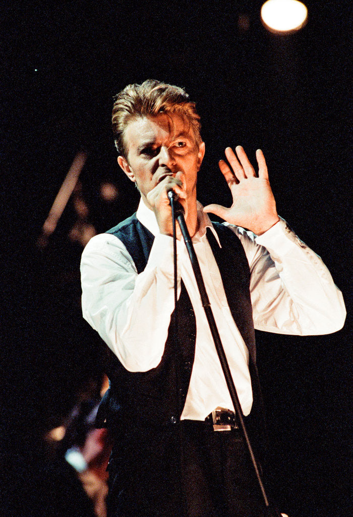 Detail of David Bowie performing at The Birmingham NEC, as part of his 1990 Sound and Vision World Tour. by Dick Williams