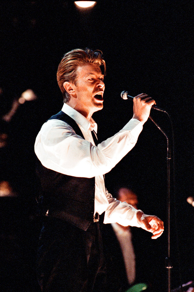 Detail of David Bowie performing at The Birmingham NEC, as part of his 1990 Sound and Vision World Tour. by Dick Williams