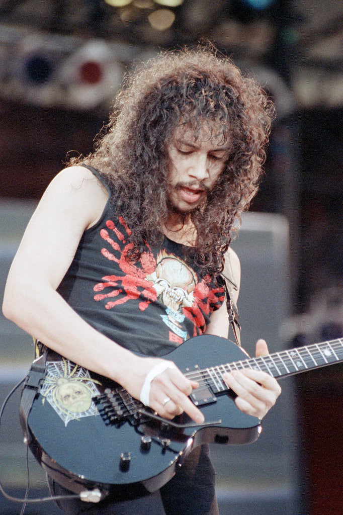 Detail of Metallica on stage, 1992 by Nigel Wright