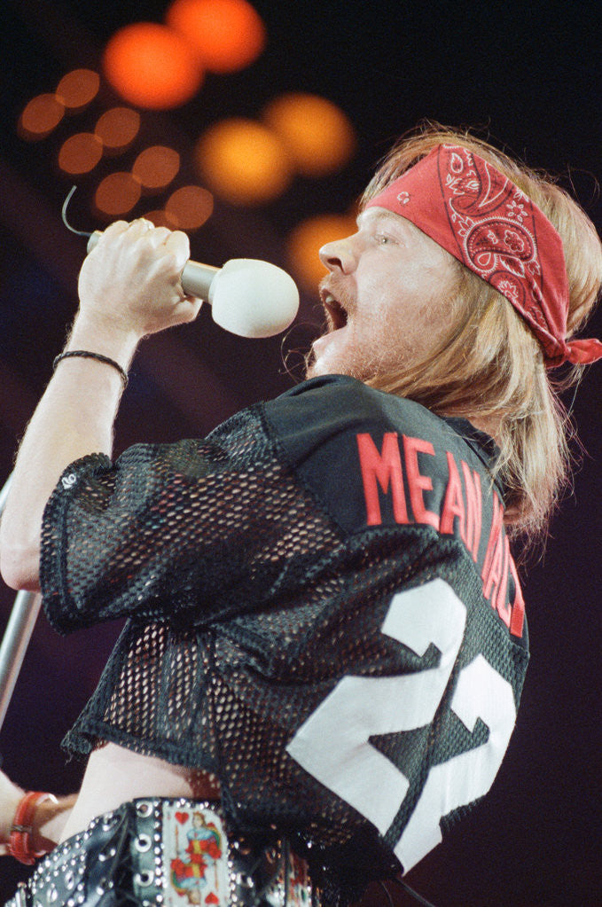 Detail of Guns N' Roses on stage, 1992 by Nigel Wright