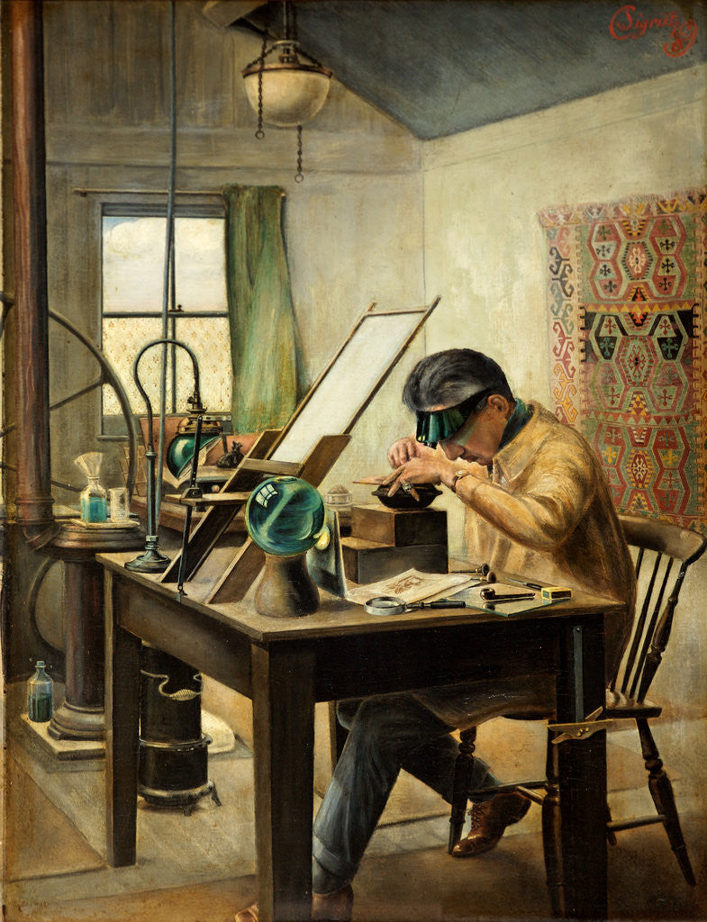 Detail of The Engraver by Charles Sigrist