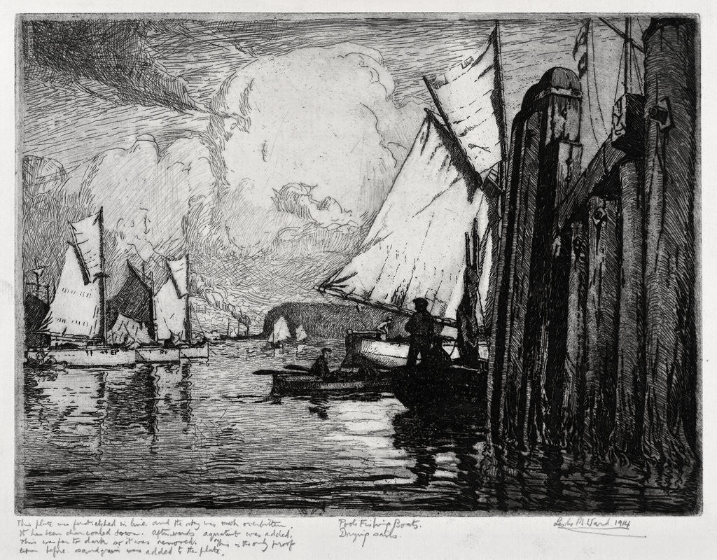 Detail of Poole Fishing Boats, Drying Sails by Leslie Moffat Ward