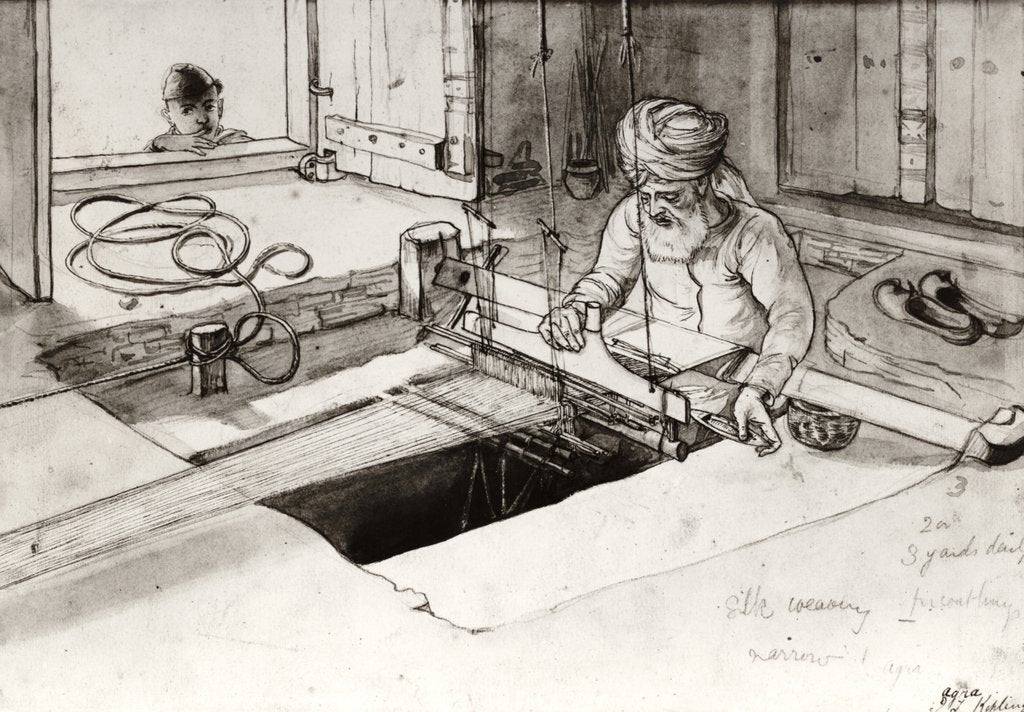 Detail of Weaving Silk on a Loom by John Lockwood Kipling