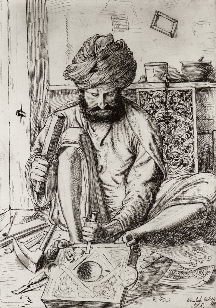 Detail of A Wood Carver by John Lockwood Kipling