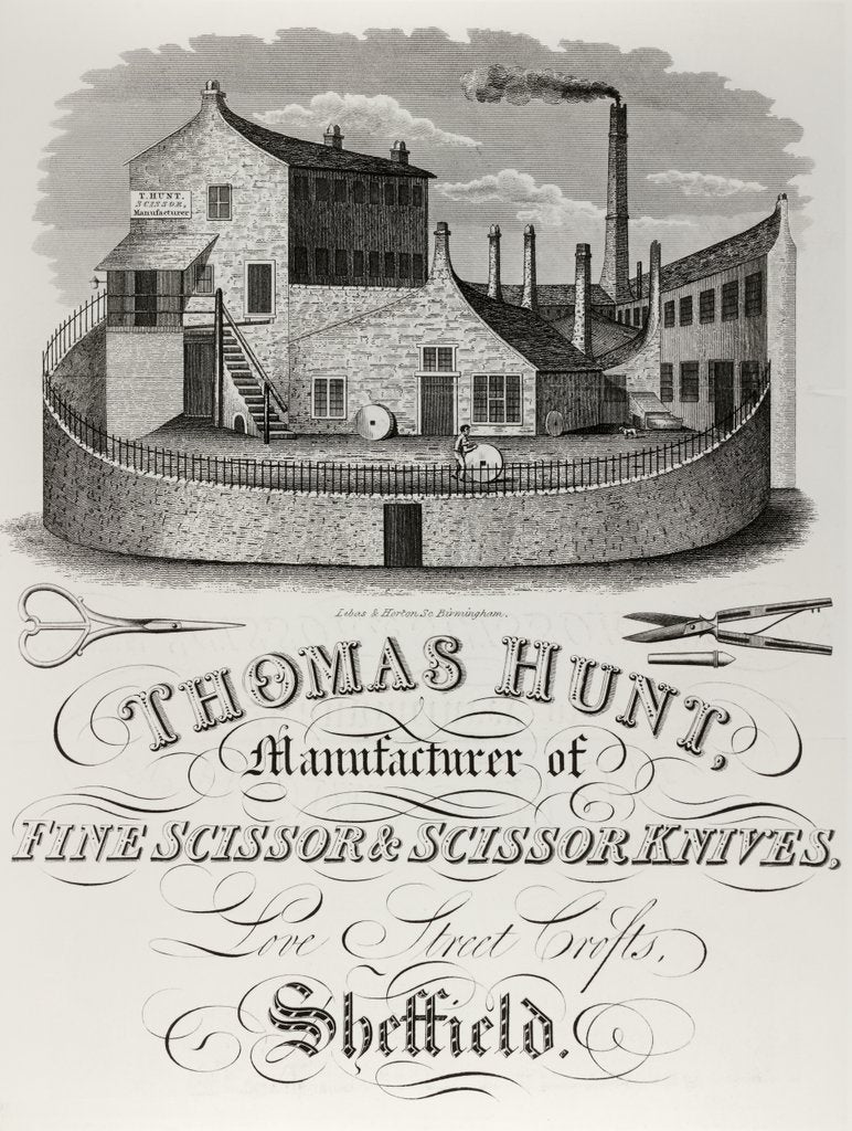 Detail of Advertisement for Thomas Hunt manufacturer by Unknown