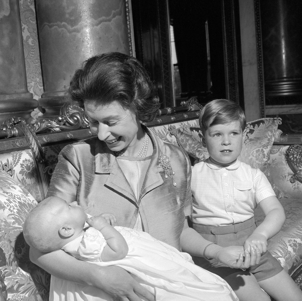 Detail of Queen Elizabeth II, Prince Andrew and Prince Edward by Cecil Beaton