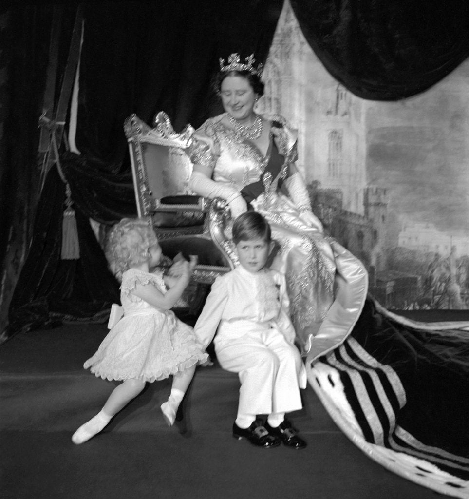 Detail of Queen Elizabeth, The Queen Mother, Prince Charles and Princess Anne by Cecil Beaton