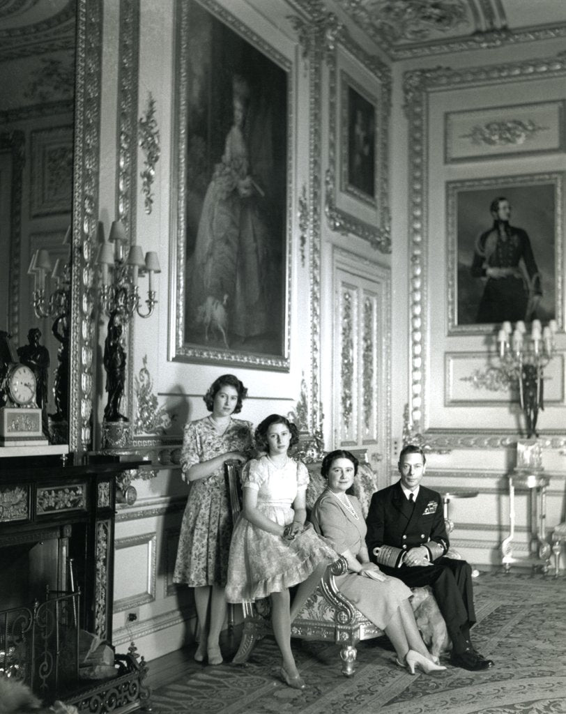 Detail of King George VI and Queen Elizabeth, The Queen Mother with their daughters Princess Elizabeth and Princess Margaret by Cecil Beaton