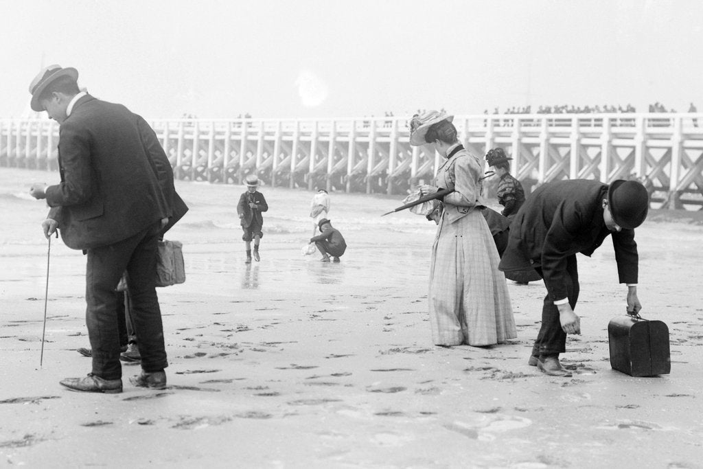 Detail of Beachcombing in Suits with Briefcase by Andrew Pitcairn-Knowles