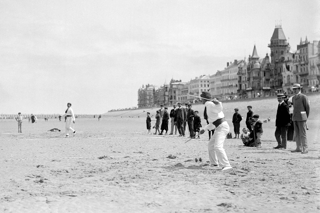 Detail of Two Men Throwing Diabolo on Sands by Andrew Pitcairn-Knowles