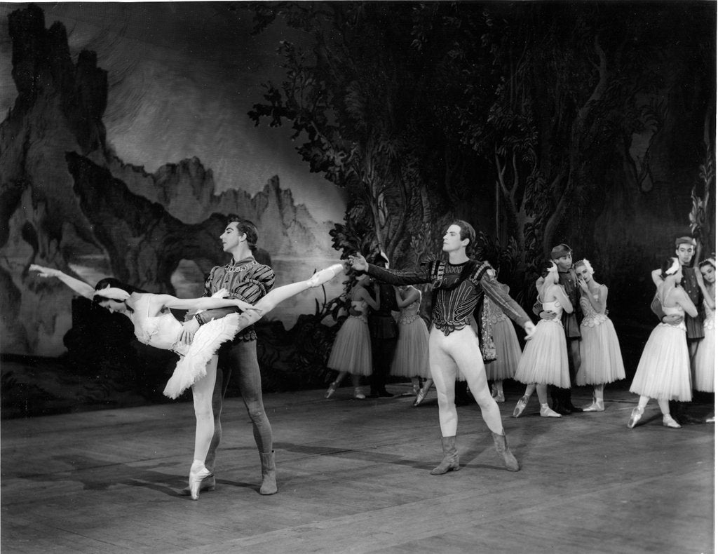 Detail of Margot Fonteyn, Leslie Edwards and Michael Somes in Tchaikovsky 's Swan Lake at the Royal Opera House by Houston Rogers