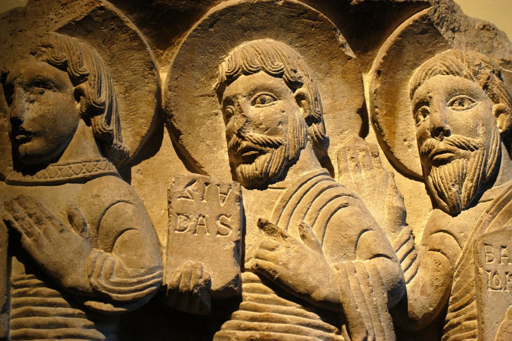 Detail of The Apostles Philip, Jude and Bartholomew by Stuart Cox