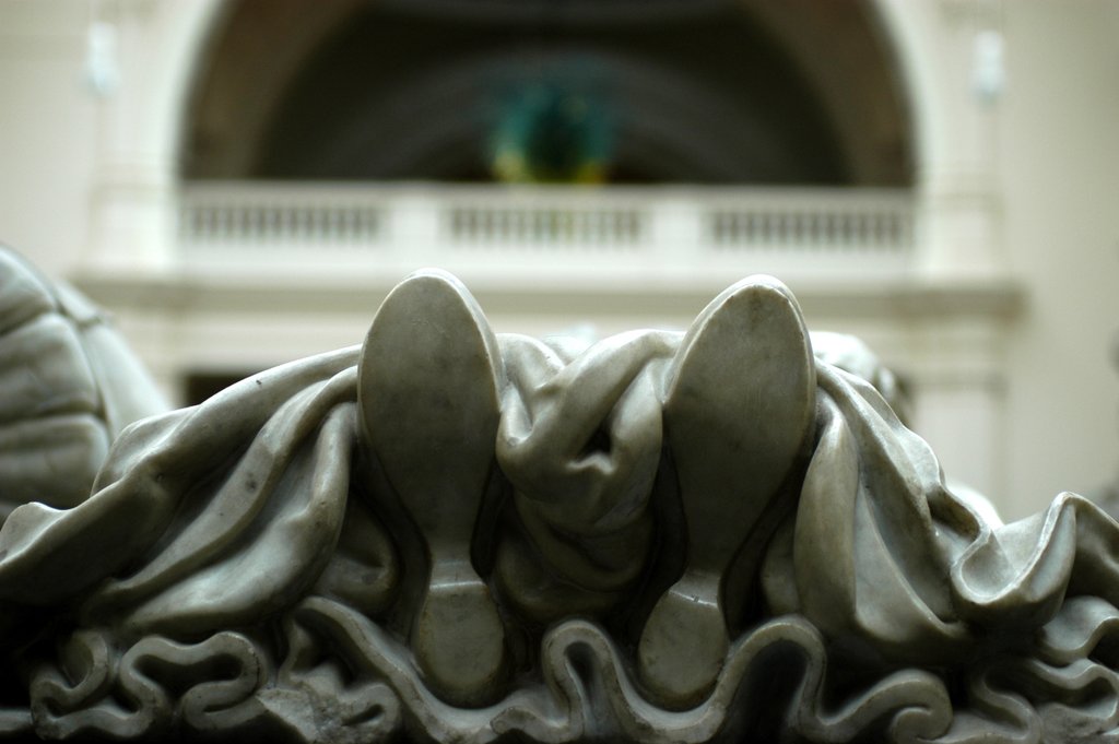 Detail of Tomb of Sir Moyle Finch and Lady Elizabeth Finch, Countess of Winchelsea, detail of Lady Elizabeth's feet by Stuart Cox