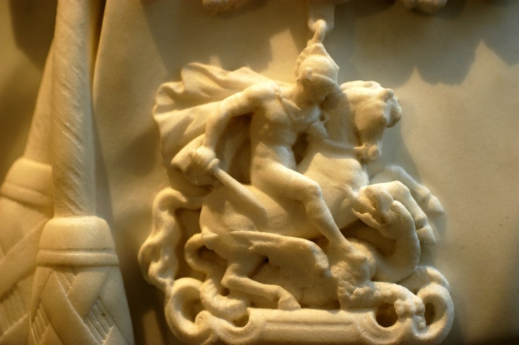 Detail of Medallion showing St George and the Dragon by Stuart Cox