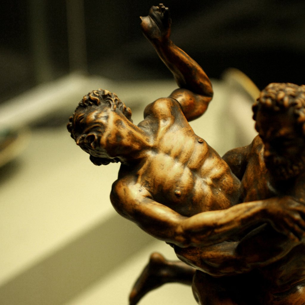 Detail of Hercules & Antaeus, signed the Master H.I.S by Stuart Cox
