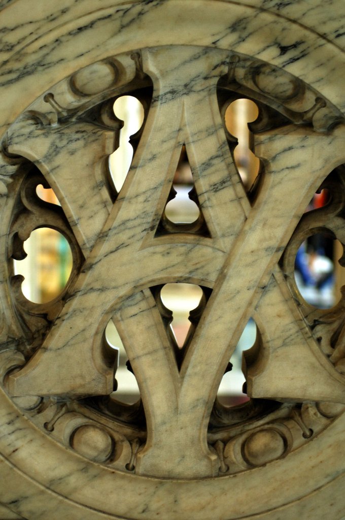 Detail of V&A logo on an interior wall in the V&A Museum by Stuart Cox