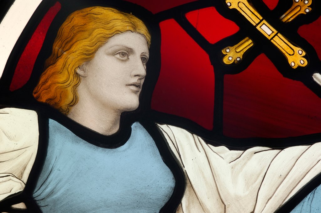 Detail of Reclining female bearing a cross by Stuart Cox