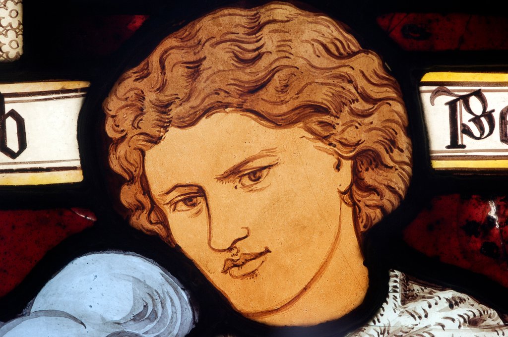 Detail of Panel depicting a young man by Stuart Cox