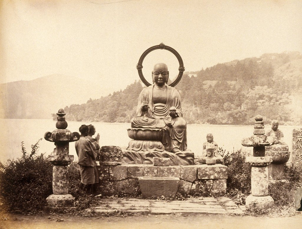 Detail of Bronze statue of Buddha by Felice Beato