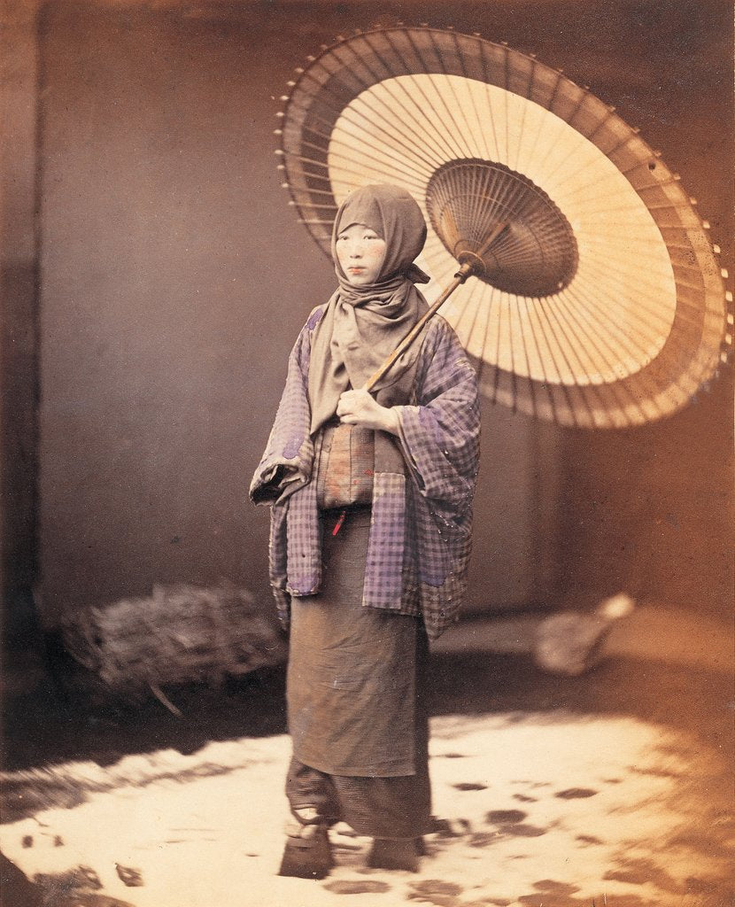Detail of Japanese girl with parasol by Felice Beato