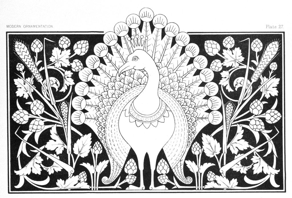 Detail of Peacock by Christopher Dresser