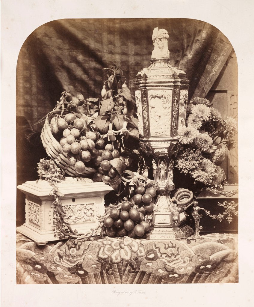 Detail of Still life with Parian vase and Chinese casket by Roger Fenton
