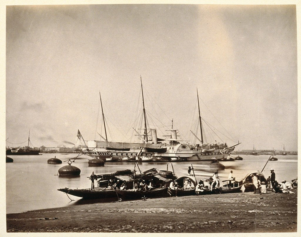 Detail of The Royal yacht Osbourne in Hooghly (Hugli) River by Samuel Bourne