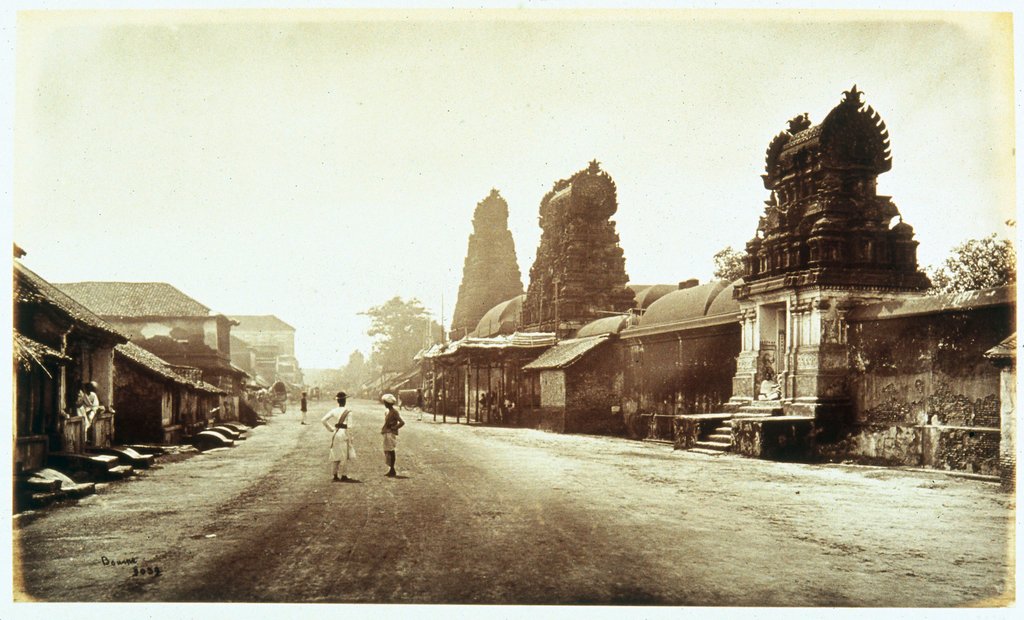 Detail of Street view of Tanjou by Samuel Bourne