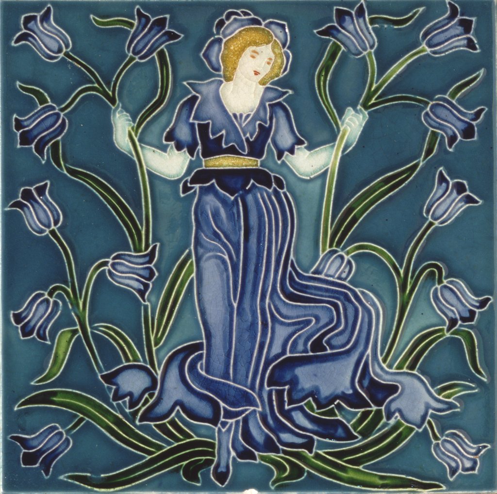 Detail of Blue-bell tile by Walter Crane