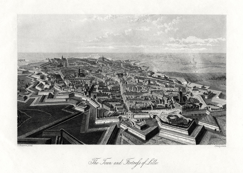 Detail of The town and fortress of Lille, France by J Lacy