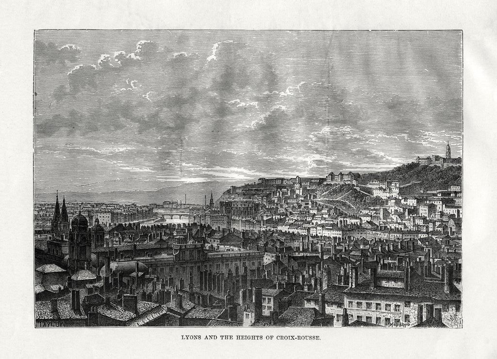 Detail of Lyon and the heights of Croix-Rousse, France by Hildibrand