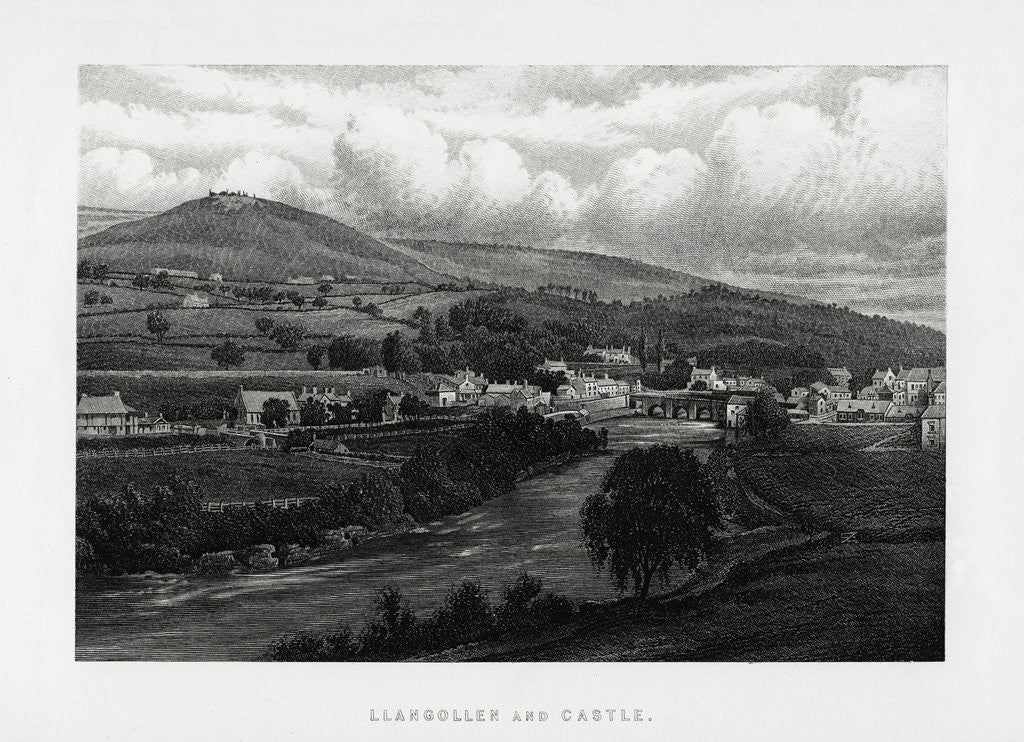Detail of Llangollen and castle, Denbighshire, north Wales by Anonymous