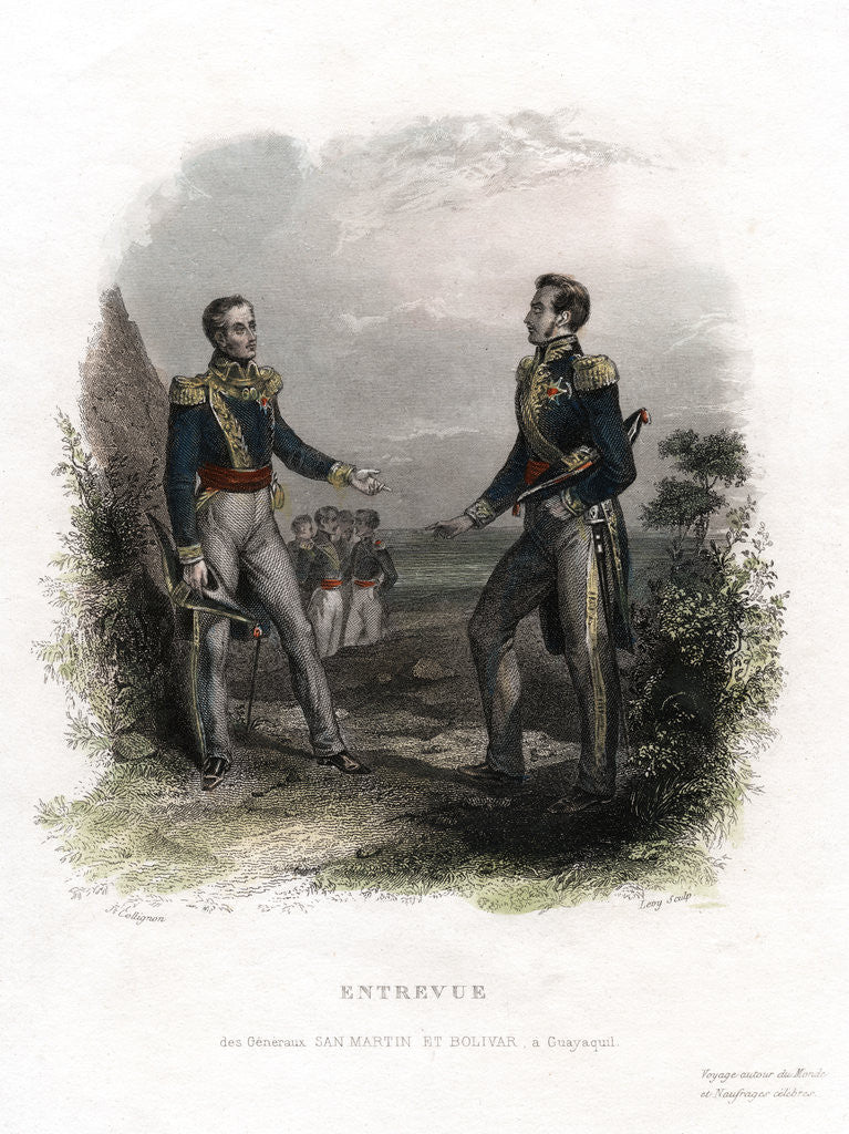 Detail of Meeting between Generals San Martin and Bolivar by Levy