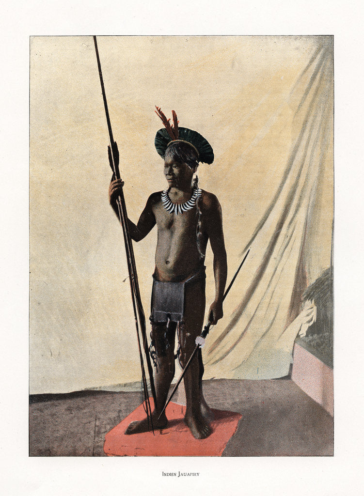 Detail of Jauapiry Indian with weapons, Brazil by Anonymous