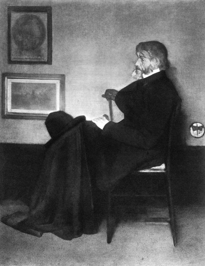 Detail of Thomas Carlyle, Scottish essayist, satirist, and historian by James Abbott McNeill Whistler